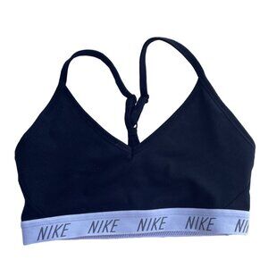 Nike Women's Medium M Med Dri-Fit Sports Bralette Black & Gray Ribbed Design
